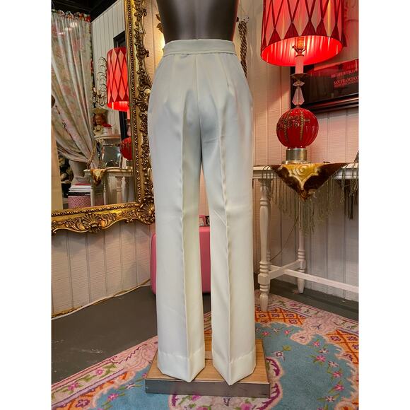 vintage 1970s cream pantsuit 70s jacket and pants flared butterfly mod polyester - Picture 2 of 10